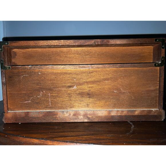 Vintage Mele Wooden Jewelry Dresser Box 7 Drawer Japan Jewel Case Velvet Drawers - Picture 7 of 9
